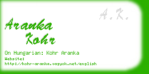 aranka kohr business card